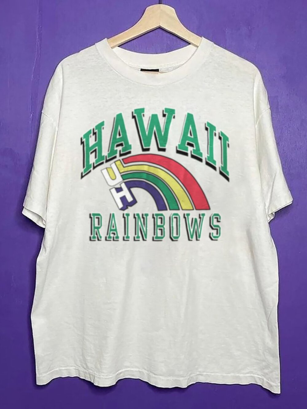 Vintage Hawaii Rainbow Warriors Football Shirt, Retro University of Hawaii Shirt
